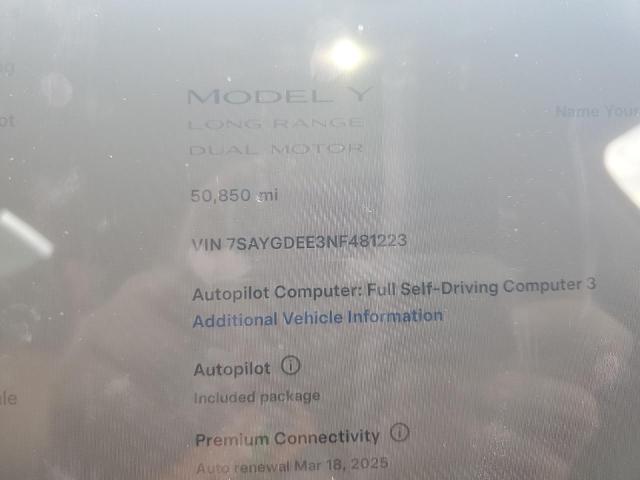 2022 TESLA MODEL Y - 7SAYGDEE3NF481223
