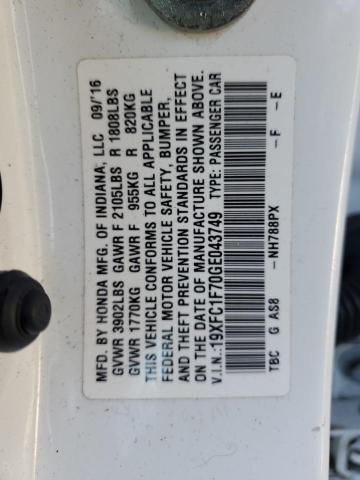 2016 HONDA CIVIC EXL - 19XFC1F70GE043749