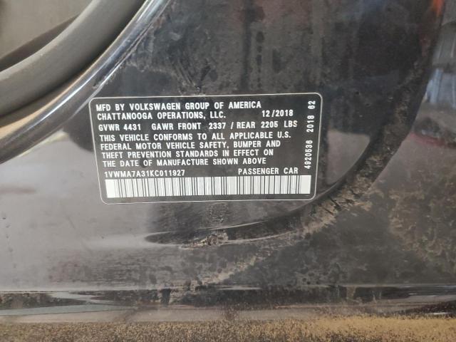 2019 VOLKSWAGEN PASSAT SE 1VWMA7A31KC011927