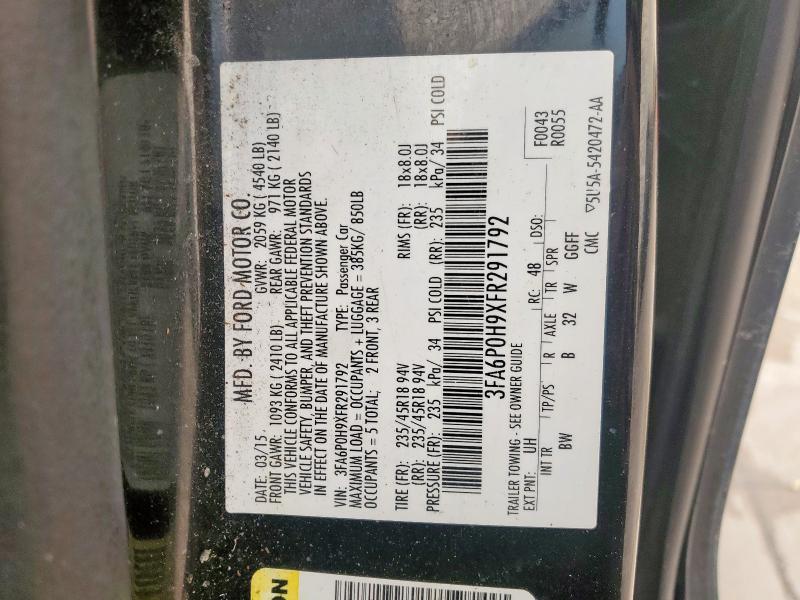 2015 FORD FUSION SE - 3FA6P0H9XFR291792