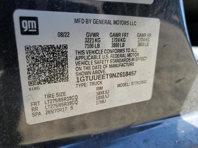 2022 GMC SIERRA K15 - 1GTUUEET9NZ618457