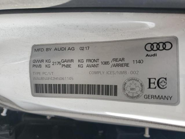 2017 AUDI A4 PROGRES WAUBNAF42HN061145