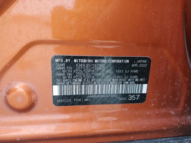 2022 MITSUBISHI OUTLANDER - JA4ARUAU8NU014662