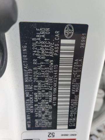 2019 TOYOTA CAMRY L - 4T1B11HK4KU244615