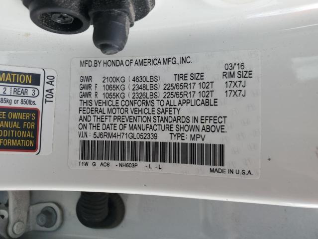 2016 HONDA CR-V EXL - 5J6RM4H71GL052339