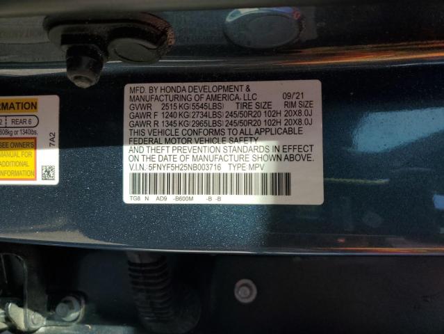 2022 HONDA PILOT SE 5FNYF5H25NB003716