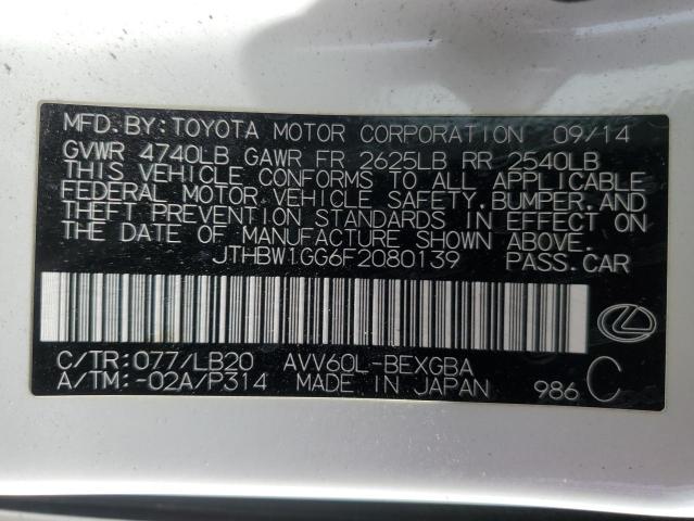 2015 LEXUS ES 300H - JTHBW1GG6F2080139