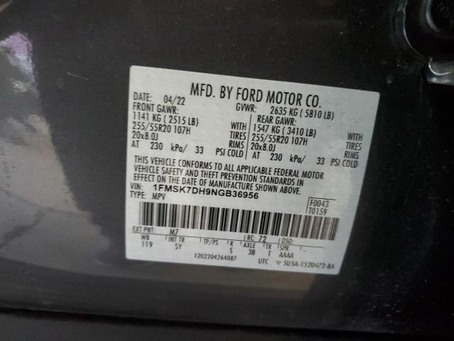 1FMSK7DH9NGB36956 2022 FORD EXPLORER