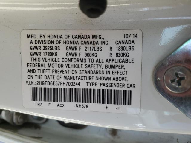 2015 HONDA CIVIC SI 2HGFB6E57FH700244