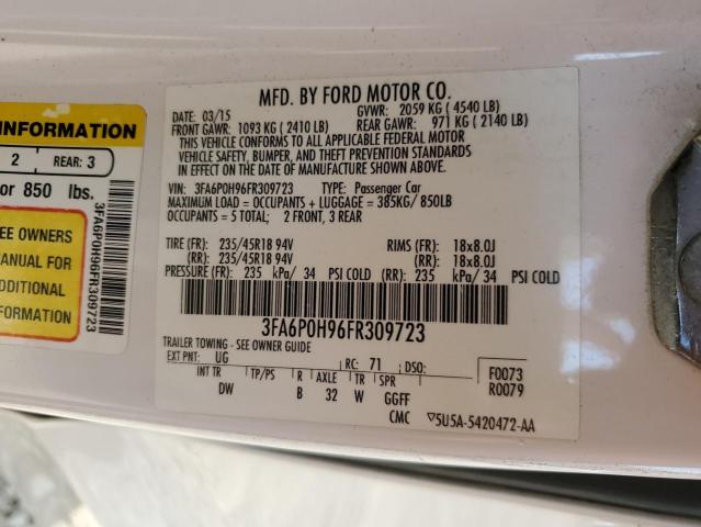 2015 FORD FUSION SE - 3FA6P0H96FR309723