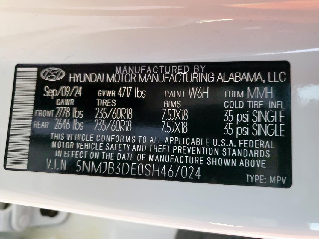 2025 HYUNDAI TUCSON SEL 5NMJB3DE0SH467024