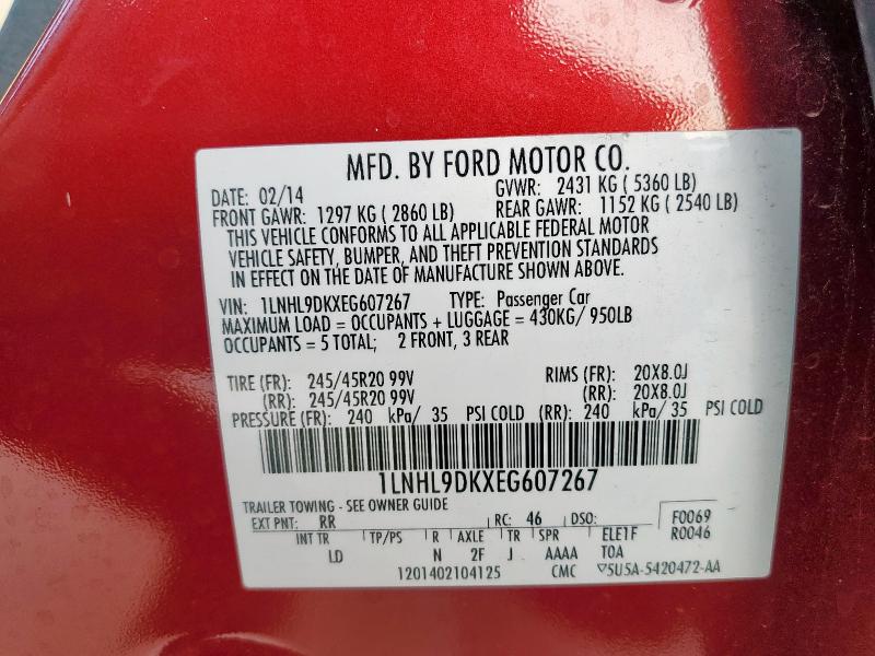 2014 LINCOLN MKS - 1LNHL9DKXEG607267