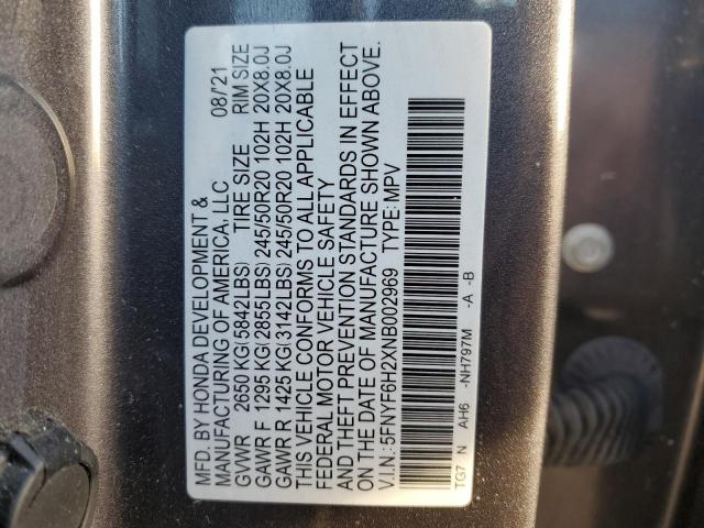 2022 HONDA PILOT SE 5FNYF6H2XNB002969