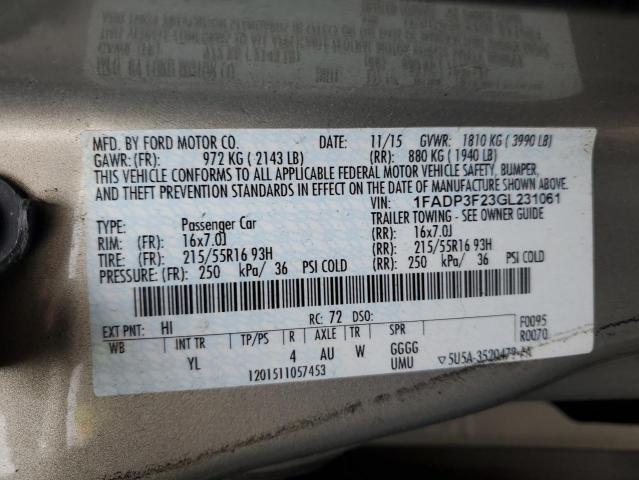 2016 FORD FOCUS SE - 1FADP3F23GL231061