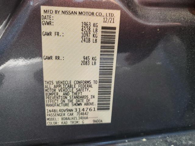 2022 NISSAN ALTIMA SV - 1N4BL4DV9NN314761