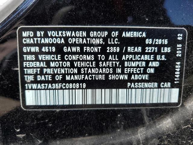 2015 VOLKSWAGEN PASSAT S - 1VWAS7A35FC080819