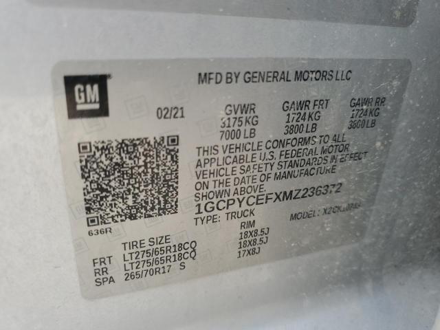 2021 CHEVROLET SILVERADO - 1GCPYCEFXMZ236372
