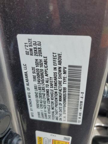 2021 HONDA PILOT SE 5FNYF6H26MB057899