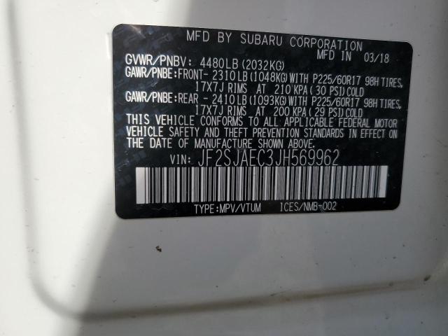 2018 SUBARU FORESTER 2 - JF2SJAEC3JH569962