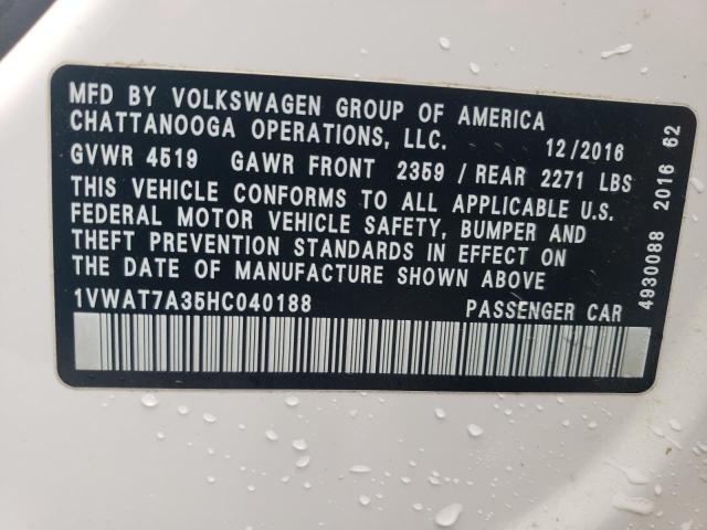 2017 VOLKSWAGEN PASSAT S - 1VWAT7A35HC040188