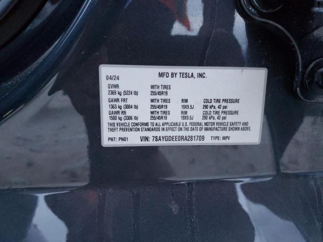 2024 TESLA MODEL Y 7SAYGDEE0RA281709