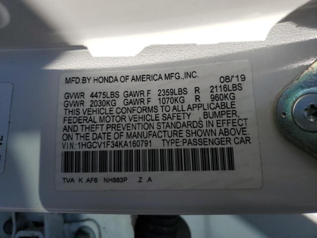 2019 HONDA ACCORD SPO - 1HGCV1F34KA160791