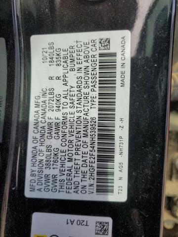 2022 HONDA CIVIC SPOR - 2HGFE2F54NH539526