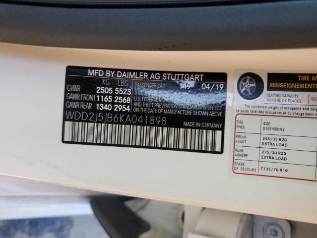 2019 MERCEDES-BENZ CLS 450 WDD2J5JB6KA041898