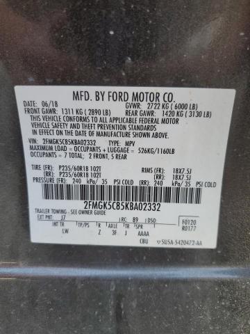 2019 FORD FLEX SEL - 2FMGK5C85KBA02332