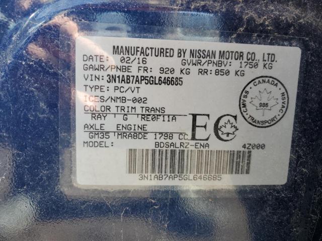 2016 NISSAN SENTRA S - 3N1AB7AP5GL646685
