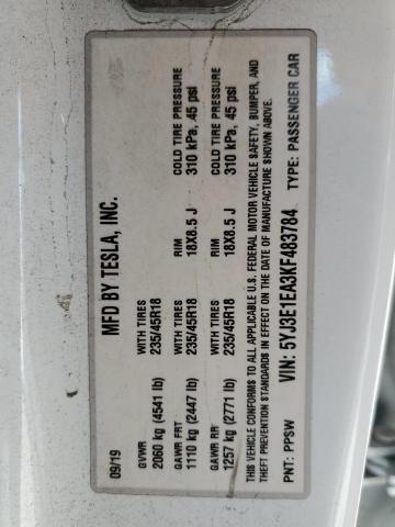 2019 TESLA MODEL 3 - 5YJ3E1EA3KF483784