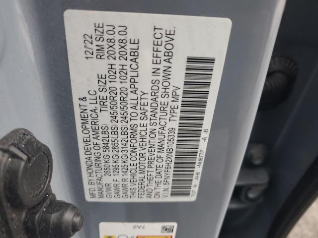 2022 HONDA PILOT SE 5FNYF6H2XNB105339