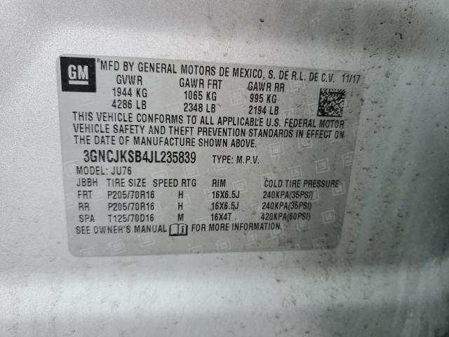 2018 CHEVROLET TRAX LS 3GNCJKSB4JL235839