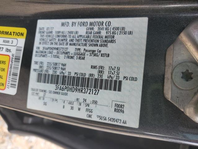 2017 FORD FUSION SE - 3FA6P0HD9HR372127