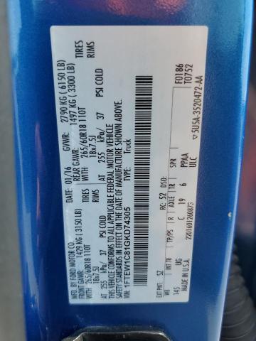 2016 FORD F150 SUPER - 1FTEW1C81GKD74305