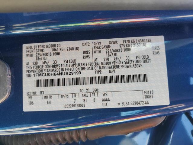 2022 FORD ESCAPE SEL - 1FMCU0H64NUB29199