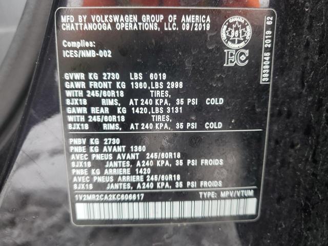 2019 VOLKSWAGEN ATLAS SEL - 1V2MR2CA2KC606617