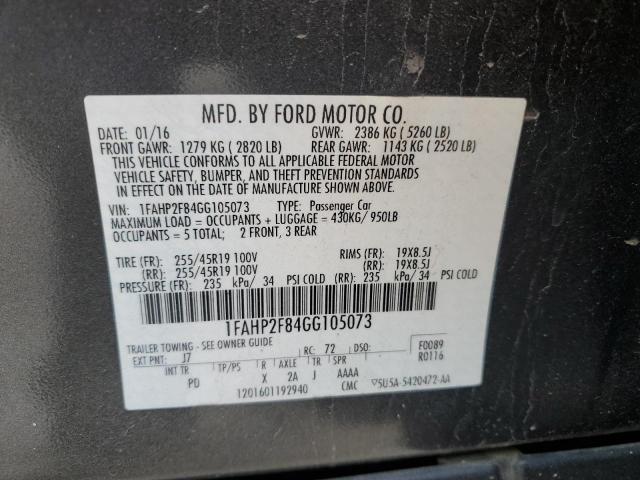 2016 FORD TAURUS LIM - 1FAHP2F84GG105073
