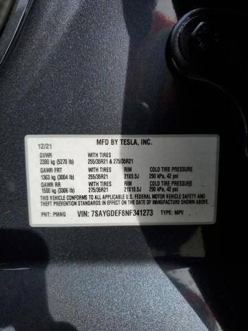 2022 TESLA MODEL Y - 7SAYGDEF8NF341273