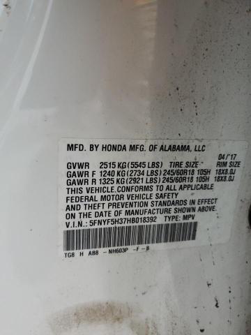 2017 HONDA PILOT EX 5FNYF5H37HB018392