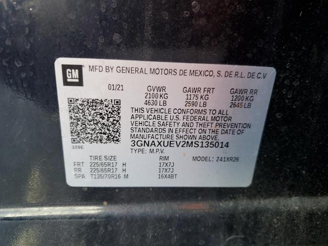 2021 CHEVROLET EQUINOX LT - 3GNAXUEV2MS135014