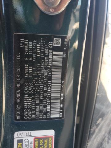 2019 HONDA CLARITY JHMZC5F17KC004378