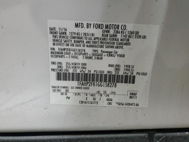 2016 FORD TAURUS LIM 1FAHP2F81GG158278