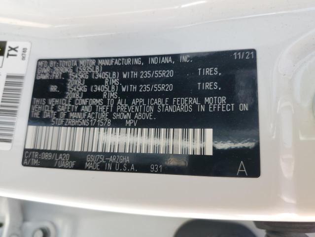 2022 TOYOTA HIGHLANDER - 5TDFZRBH5NS171578