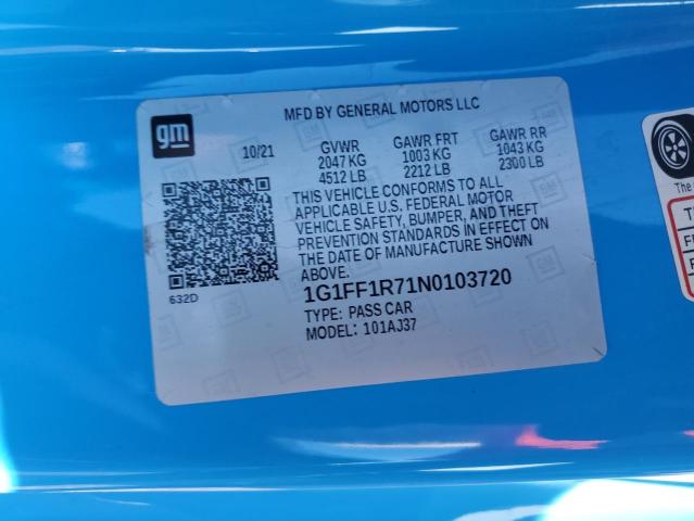 2022 CHEVROLET CAMARO LT1 - 1G1FF1R71N0103720