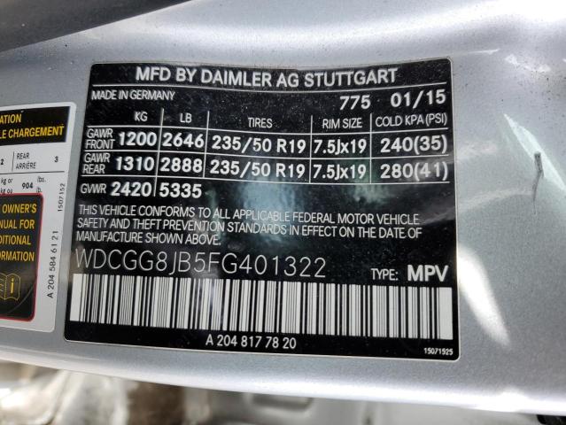 2015 MERCEDES-BENZ GLK 350 4M - WDCGG8JB5FG401322
