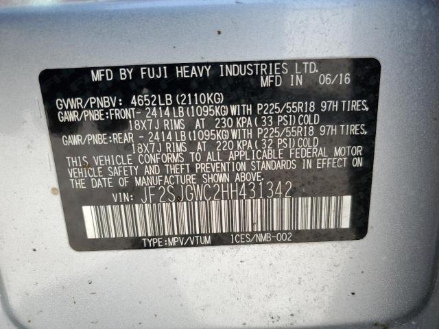 2017 SUBARU FORESTER 2 JF2SJGWC2HH431342