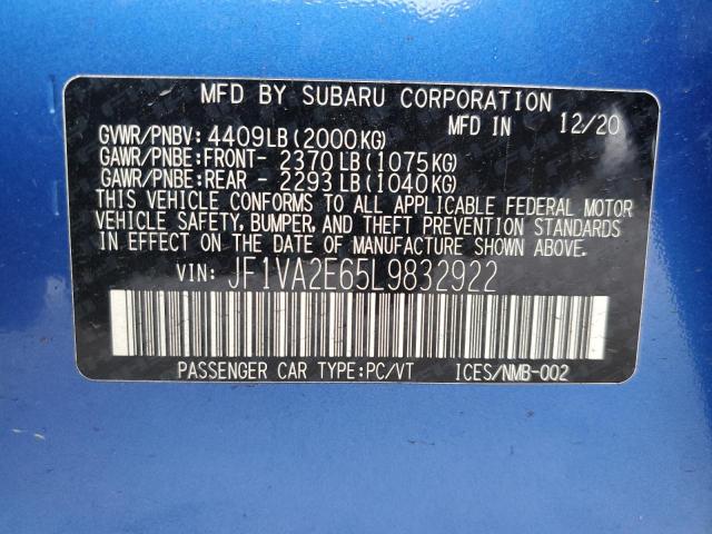 2020 SUBARU WRX STI JF1VA2E65L9832922
