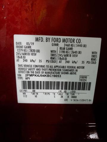 2019 FORD EDGE SEL - 2FMPK4J94KBC19053