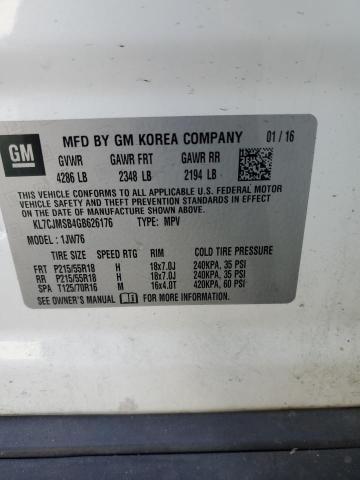 2016 CHEVROLET TRAX LTZ KL7CJMSB4GB626176